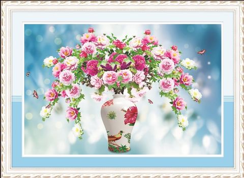 Tranh gắn đá Trăm hoa nở rộn 77582 Tranh gắn đá Trăm hoa nở rộn 77582