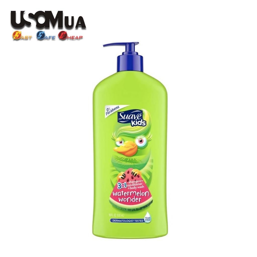 Tắm Gội Suave Kid's 3in1 Watermelon Wonder Tear Free, 1.18L