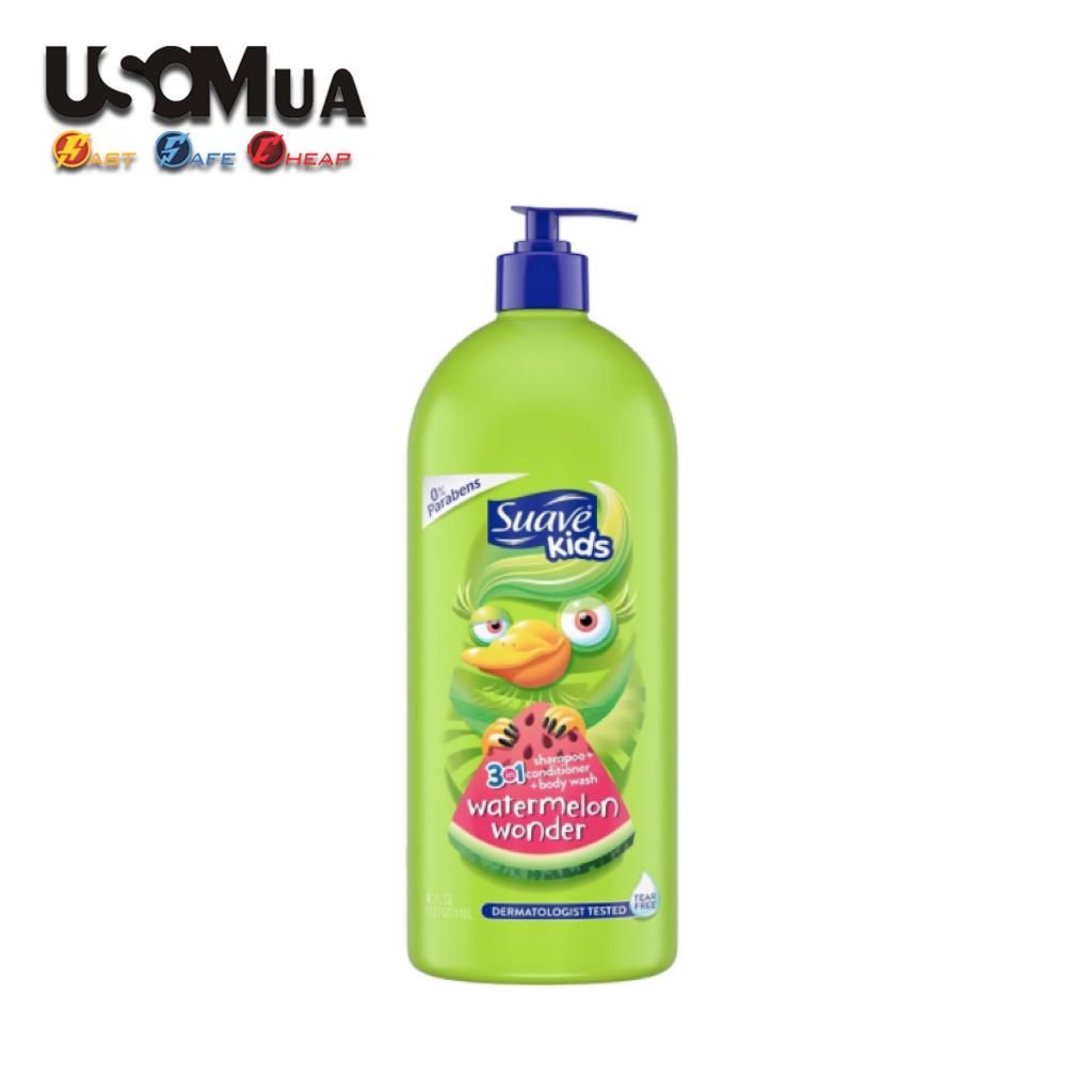 Tắm Gội Suave Kid's 3in1 Watermelon Wonder Tear Free, 1.18L