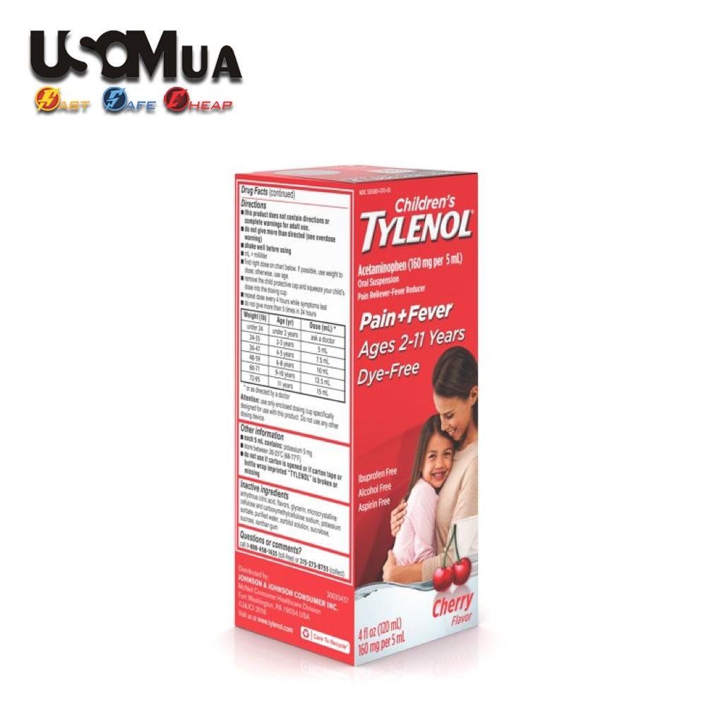 TPCN Children's Tylenol Pain + Fever Ages 2-11 Years Dry-Free, Cherry Flavor, 120ml