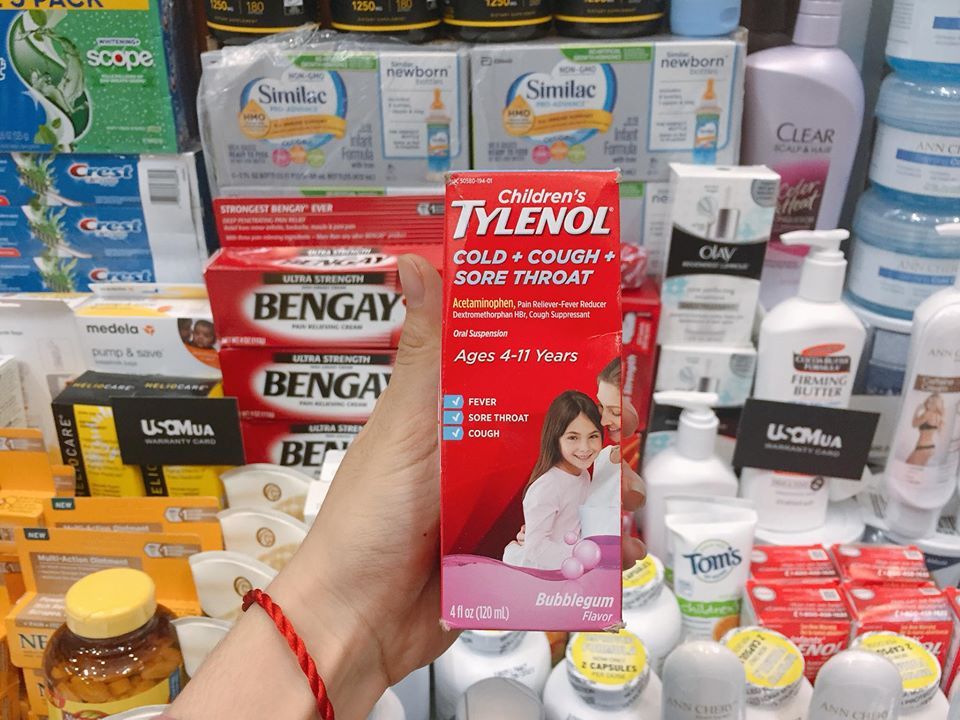 TPCN Children's Tylenol Cold + Cough + Sore Throat Ages 4-11 Years, Bubble Gum Flavor, 120ml
