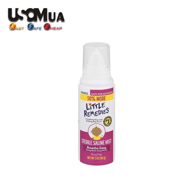 Xịt Mũi Little Remedies Sterile Saline Nasal Mist Safe For Newborn, 85g