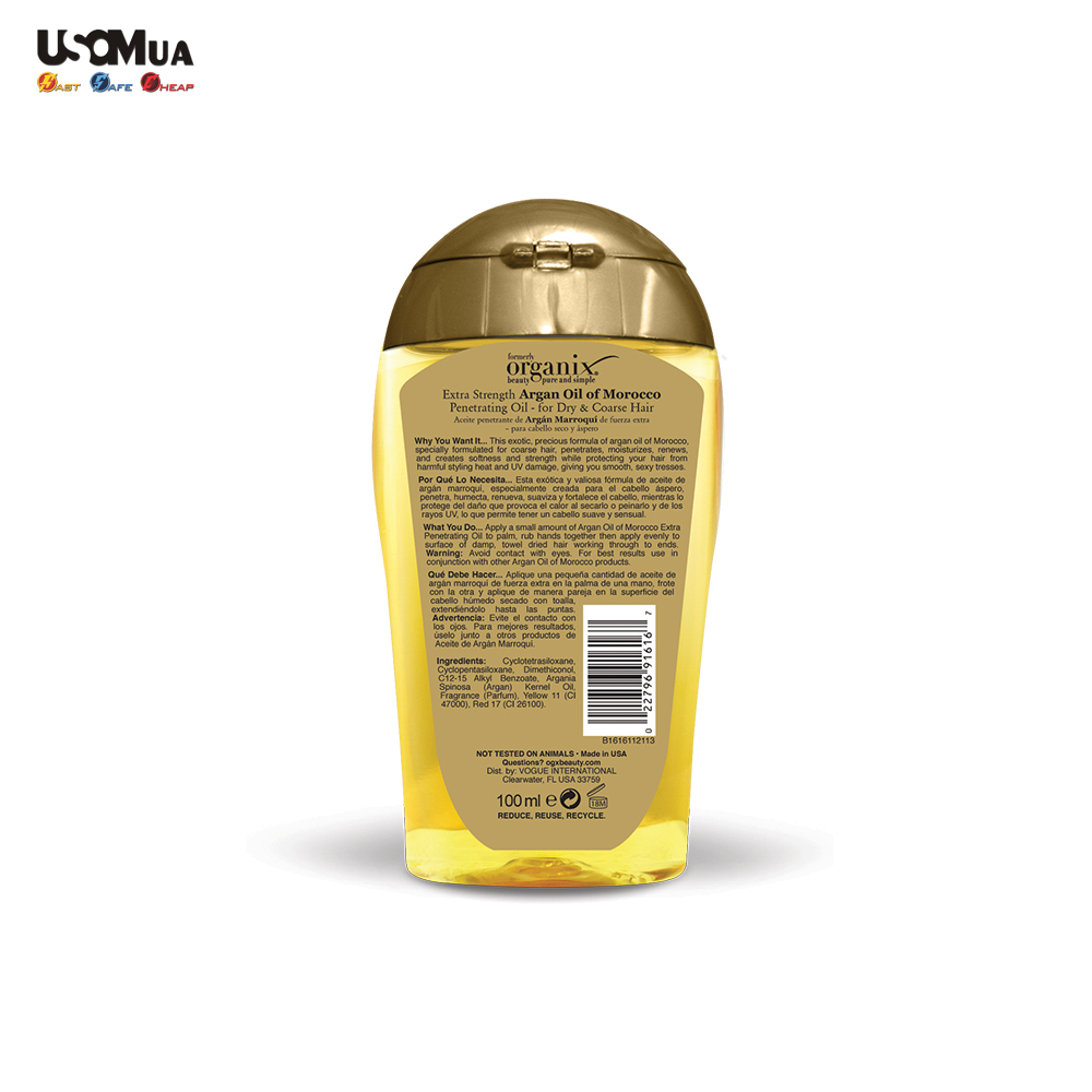Dưỡng Tóc OGX Renewing Moroccan Argan Oil Extra Strength Penetrating Oil for Dry/Coarse Hair, 100ml