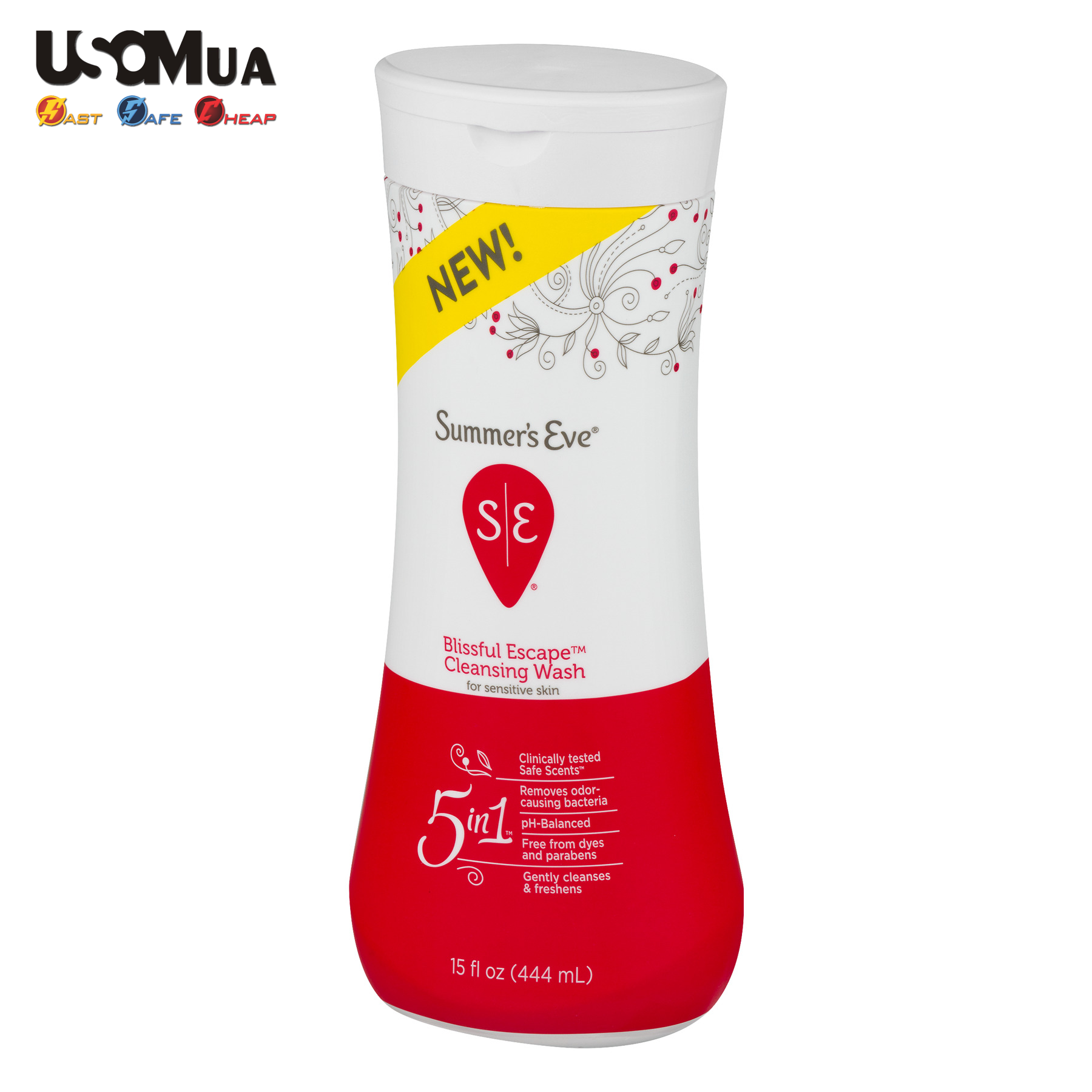 Dung Dịch Vệ Sinh Summer's Eve Blissful Escape For Sensitive Skin 5in1, 444ml
