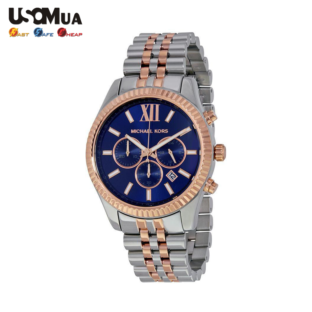 Đồng Hồ Unisex Michael Kors Lexington Chronograph Navy Dial Two-Tone MK8412, 45mm