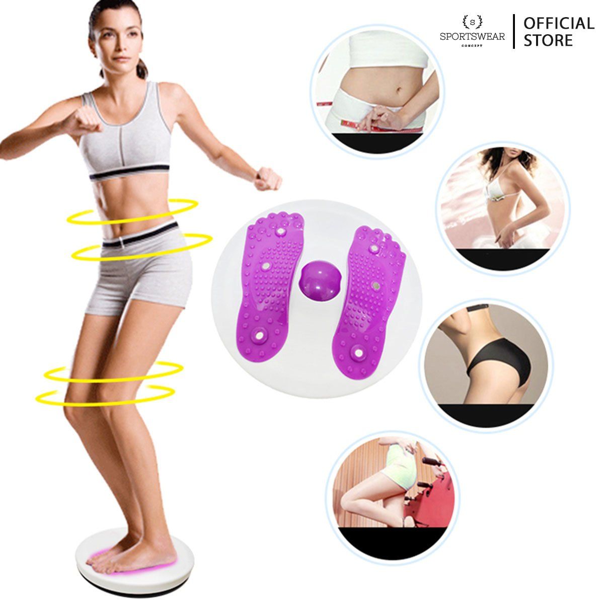 Đĩa xoay eo Sportswear Concept tập thể dục 360 độ hình bàn chân xoay eo tập cơ bụng eo thon dáng đẹp có các hạt massage