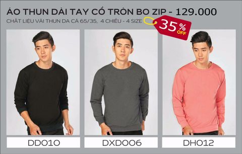  Áo thun nam dài tay cổ tròn bo zip S.BASIC Sportswear Concept 