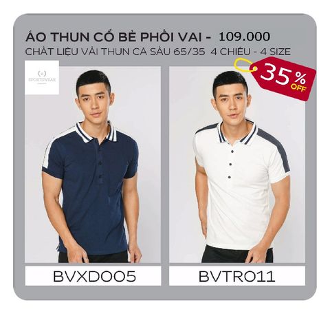  Áo thun nam cổ sọc phối tay S.BASIC Sportswear Concept 