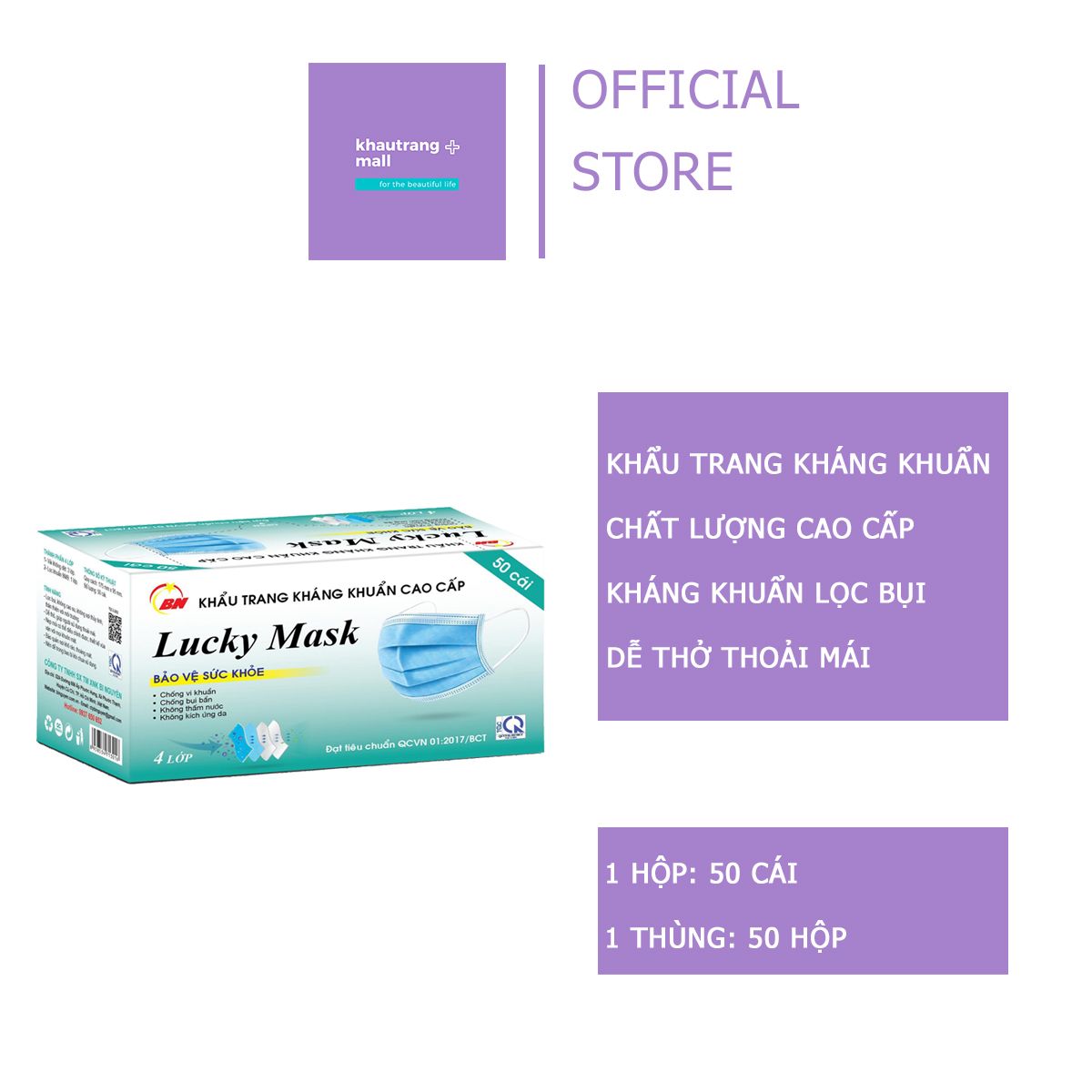 Khẩu trang y tế kháng khuẩn cao cấp 4 lớp Lucky Mask V1