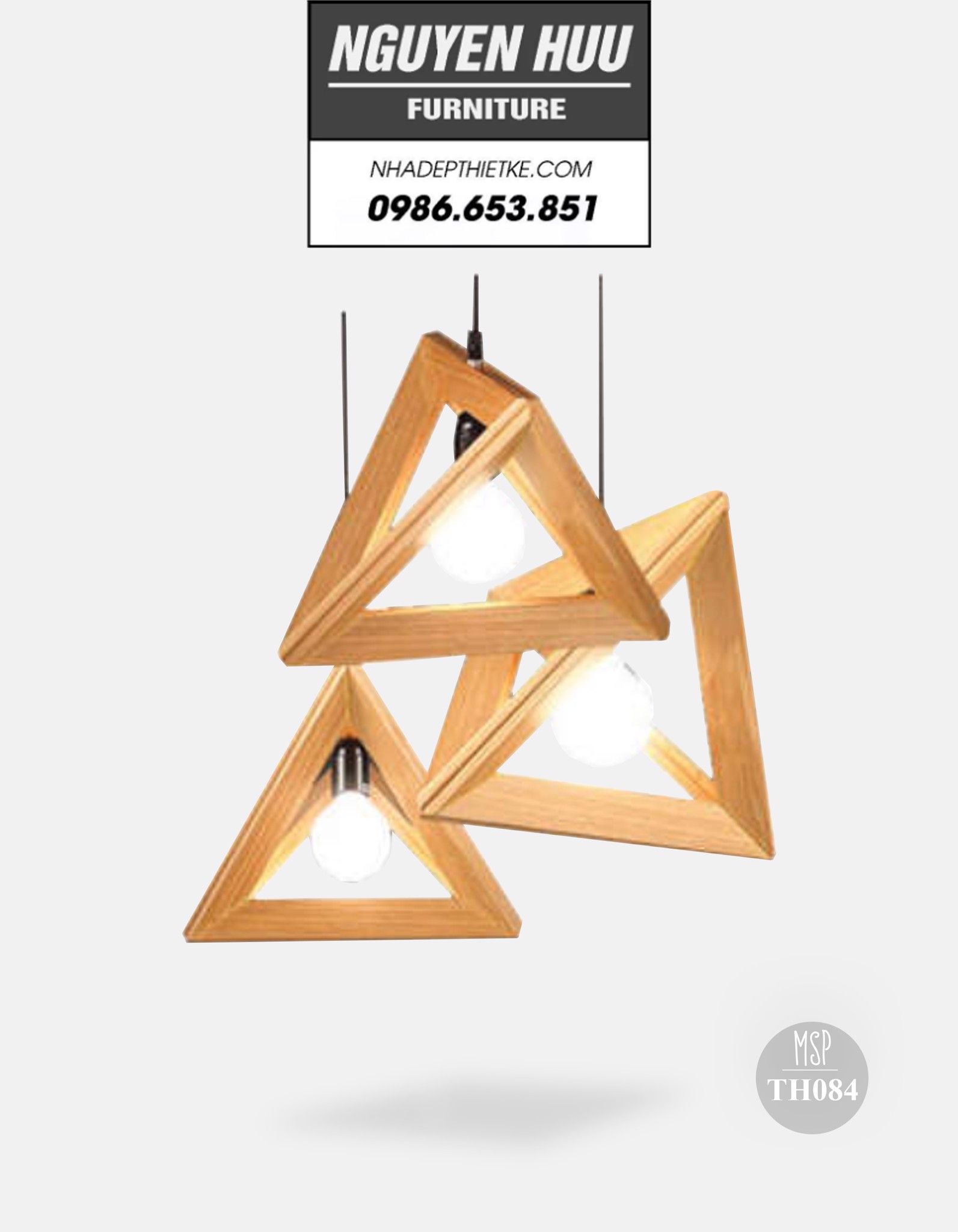 Đèn thả tam giác khung gỗ TH084 (Loadding...)