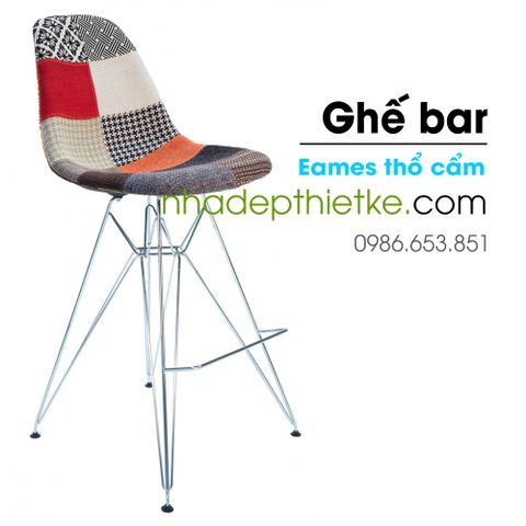  E23 - Ghế bar eames - thổ cẩm 