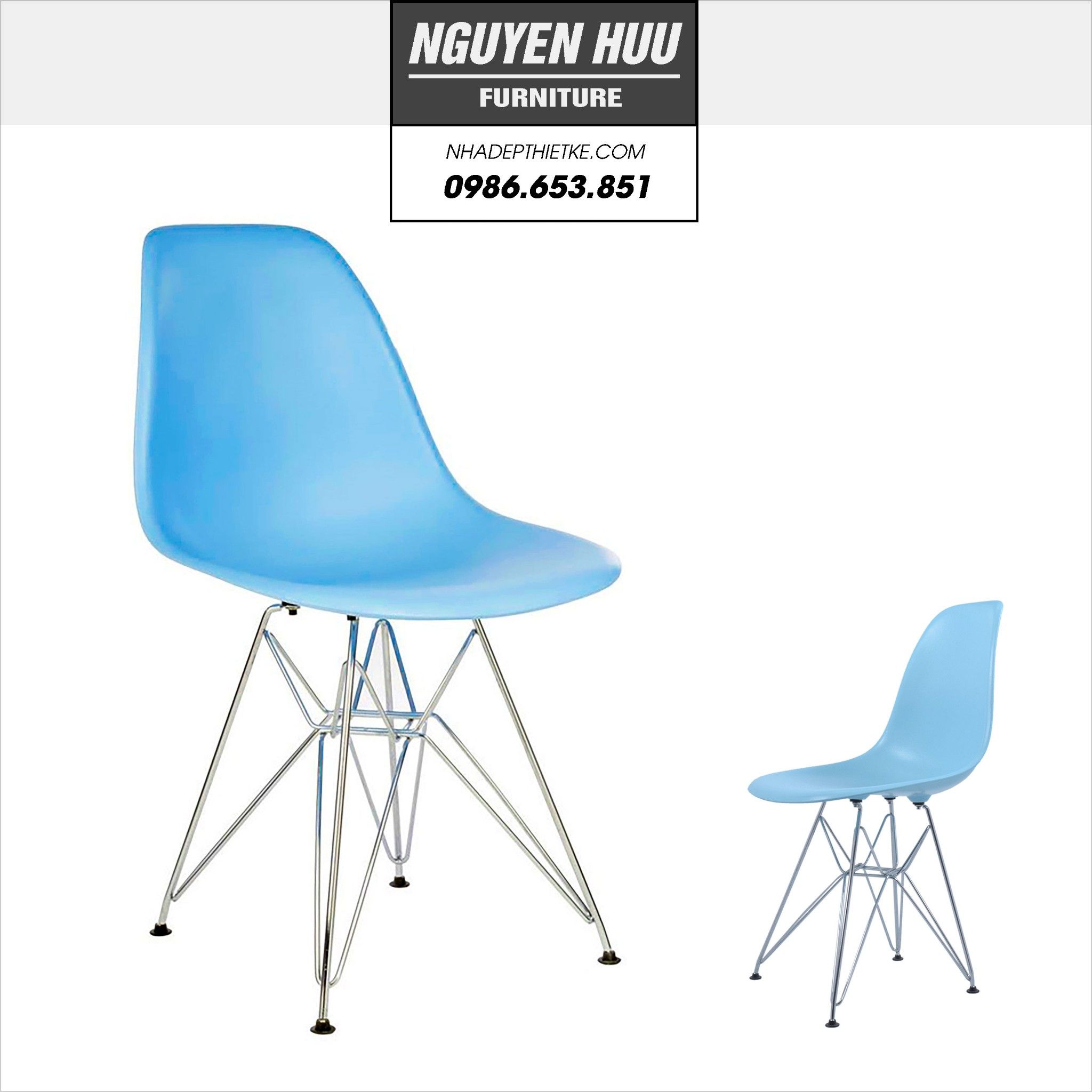 E2 - Ghế cà phê đẹp - Ghế Eames chân sắt DSR