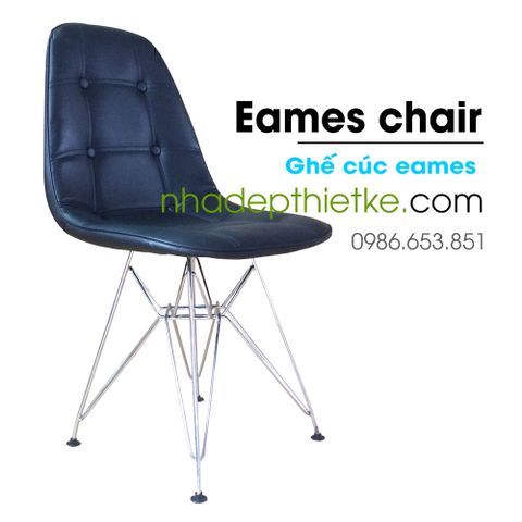  E6 - Ghế cúc bọc da eames - chân thép 