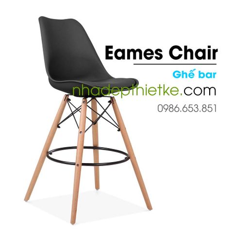  Ghế bar Eames chân gỗ mặt đệm 