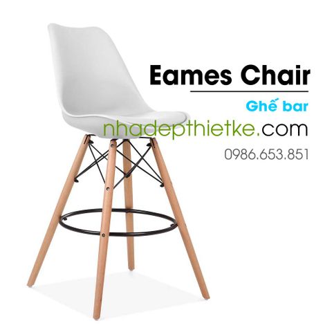  Ghế bar Eames chân gỗ mặt đệm 