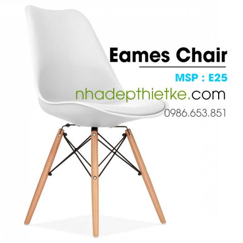  Ghế Eames chân gỗ nệm da 