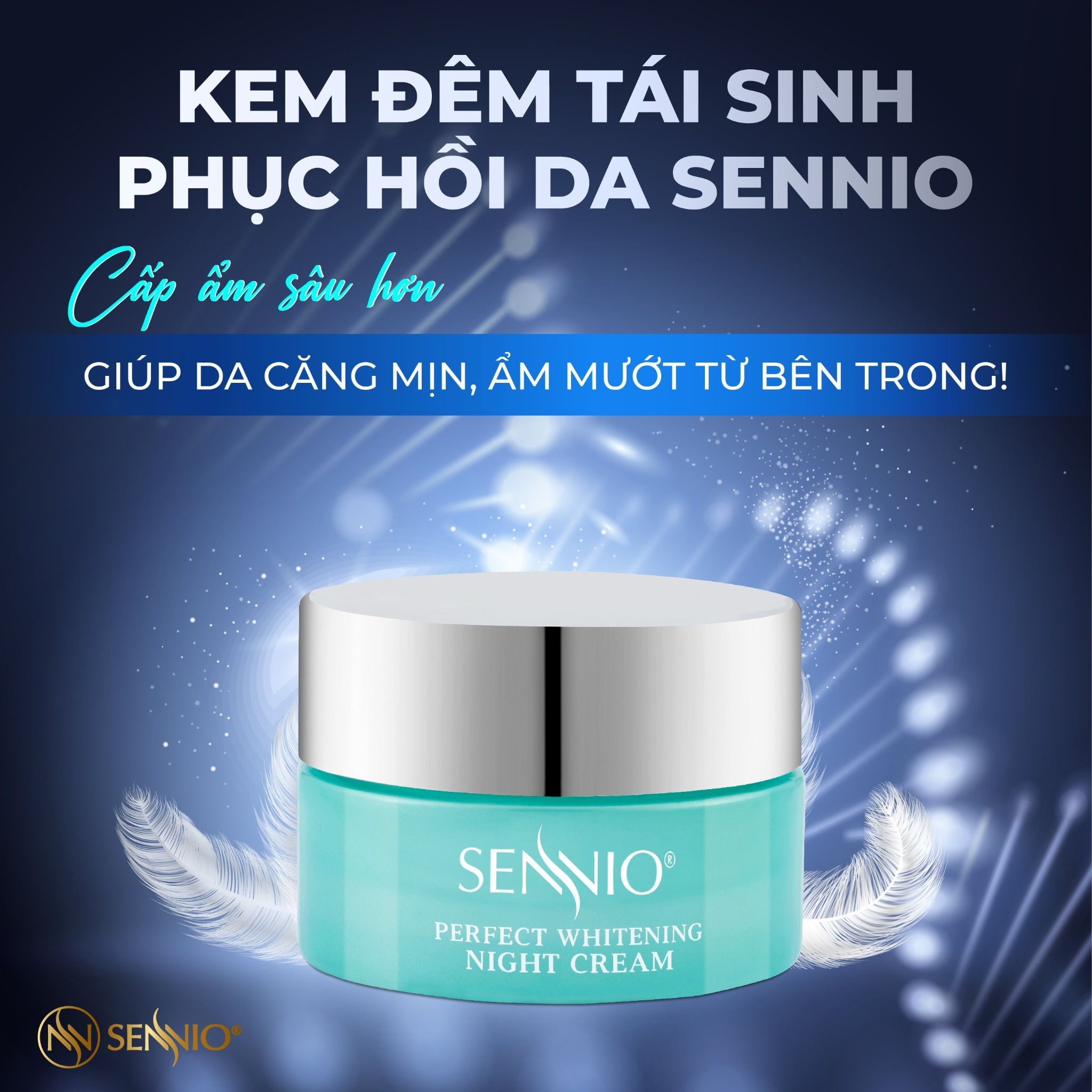 Kem dưỡng ẩm Sennio Perfect Whitening Night Cream dưỡng trắng da mặt ban đêm tái tạo và phục hồi da 30g