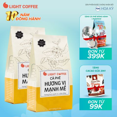  Combo 2 gói 500gr - Cà phê rang xay - Hương vị mạnh mẽ - Light Coffee 