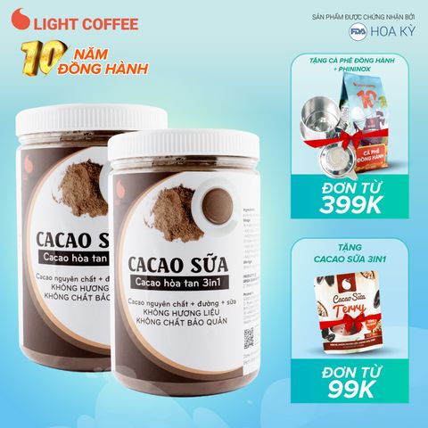  Combo 2 hũ Cacao sữa 3in1 thơm ngon, tiện lợi Light Cacao - hũ 550g 