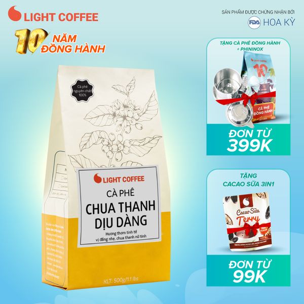 500gr - Cà phê hạt rang - Chua thanh dịu dàng - Light Coffee