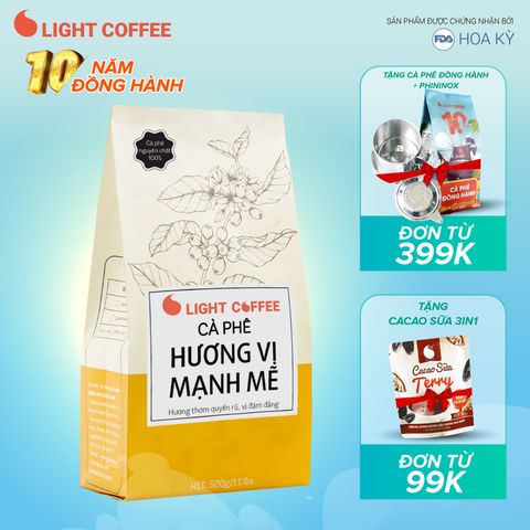  500gr - Cà phê rang xay - Hương vị mạnh mẽ - Light Coffee 