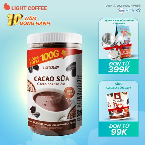  CaCao sữa 3in1 thơm ngon, tiện lợi Light Cacao - hũ 650g 