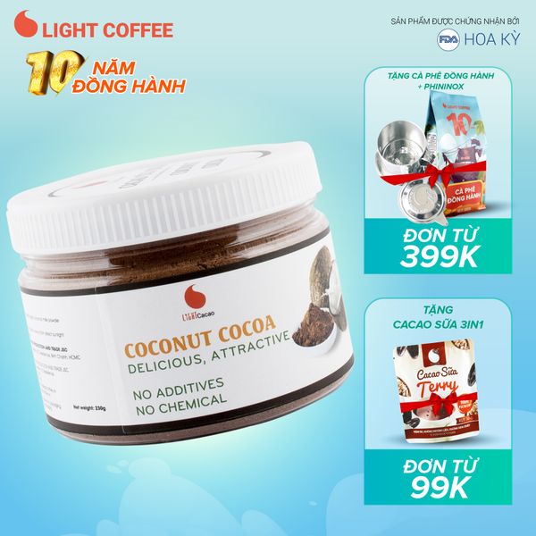 Cacao sữa dừa 3in1 thơm ngon , dạng hũ dễ bảo quản Light Cacao - 230g