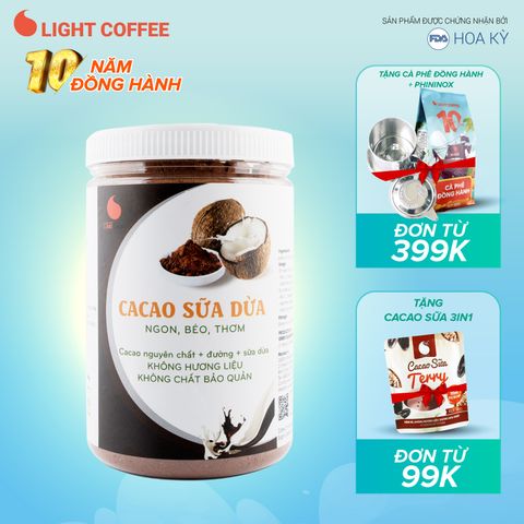  Cacao sữa dừa 3in1 thơm ngon , dạng hũ dễ bảo quản Light Cacao - 550g 