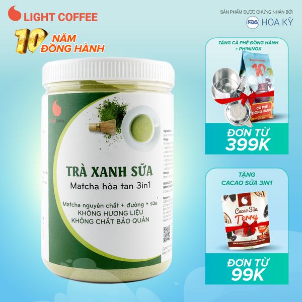 Bột trà xanh sữa 3in1, matcha xuất xứ Nhật Bản, hũ 550g, từ nhà sản xuất Light Coffee