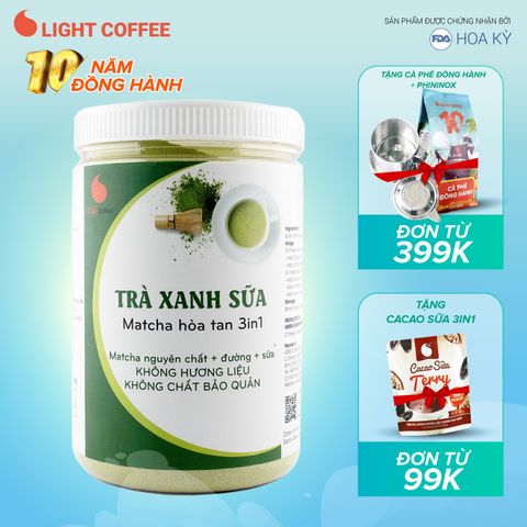  Bột trà xanh sữa 3in1, matcha xuất xứ Nhật Bản, hũ 550g, từ nhà sản xuất Light Coffee 