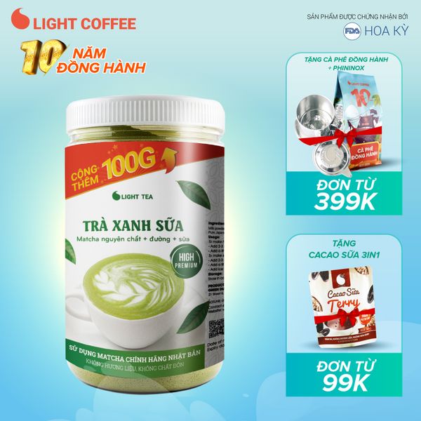 Bột trà xanh sữa 3in1, matcha xuất xứ Nhật Bản, hũ 650g, từ nhà sản xuất Light Coffee