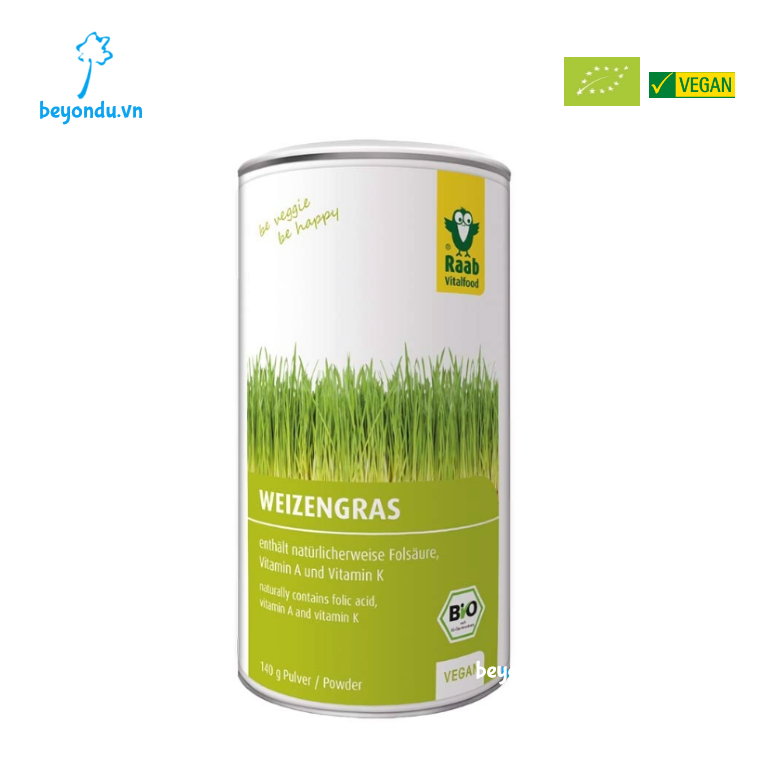 Bột cỏ lúa mì hữu cơ Raab Vitalfood 140g