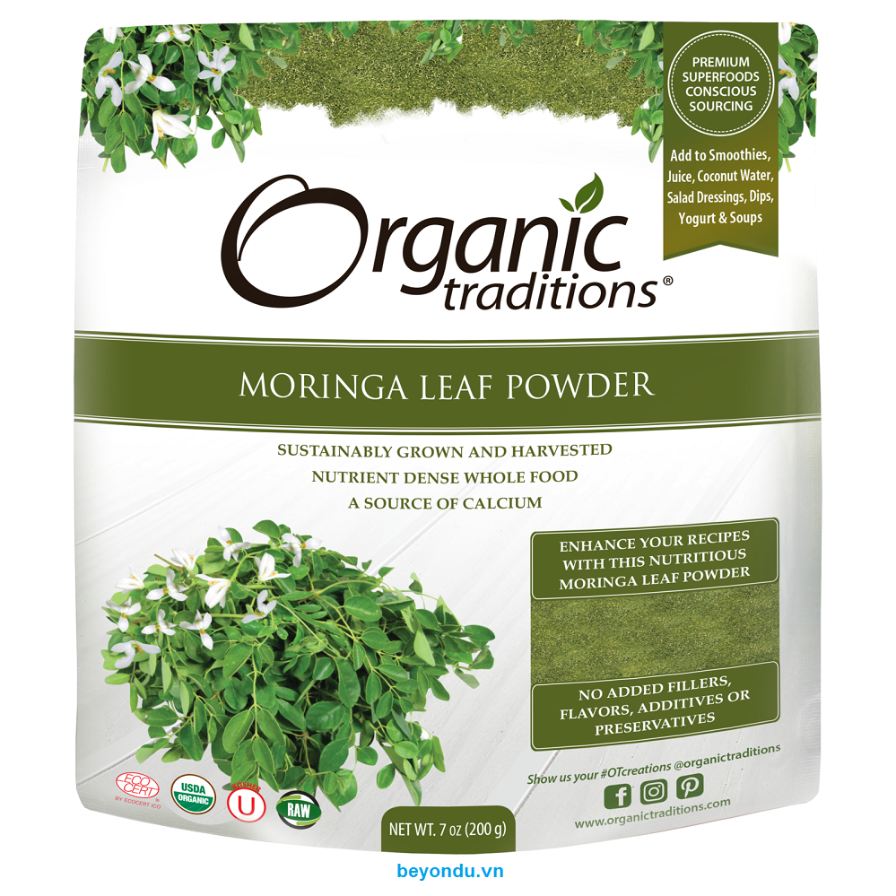 Bột lá chùm ngây hữu cơ Organic Traditions 200g