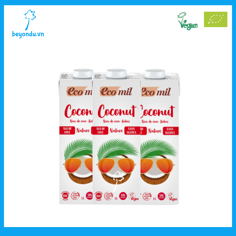 Combo 3 sữa dừa organic Ecomil không đường 1l