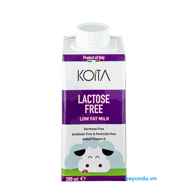 Sữa bò không lactose ít béo Koita 200ml
