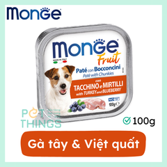 Pate Chó Monge Fruit Turkey & Blueberry 100g