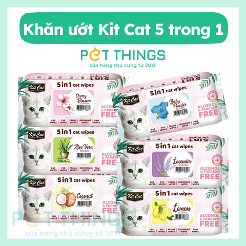 Khăn ướt cho mèo Kit Cat 5 in 1 cat wipes 80pcs