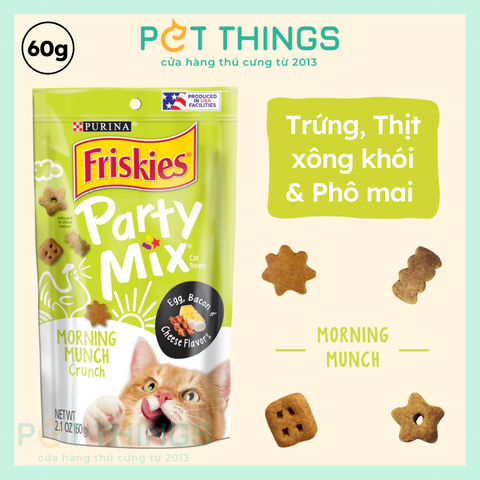 Bánh Thưởng Cho Mèo Friskies Party Mix Morning Munch Crunch 60g, Mỹ