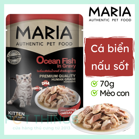 Thức ăn ướt / Pate mèo Maria Kitten 10C Ocean Fish in Gravy 70g