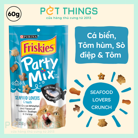 Bánh Thưởng Cho Mèo Friskies Party Mix Seafood Lovers Crunch, Mỹ