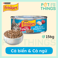 Pate Mèo Friskies Prime Filets With Ocean Whitefish & Tuna In Sauce 156g