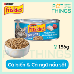 Pate Mèo Friskies Shreds With Ocean Whitefish & Tuna In Sauce 156g