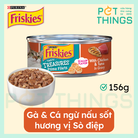 Pate Mèo Friskies Tasty Treasures Prime Filets With Chicken & Tuna In Gravy 156g