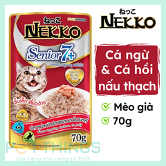 Pate mèo  già Nekko Senior 7+ Tuna topping Salmon in jelly 70g