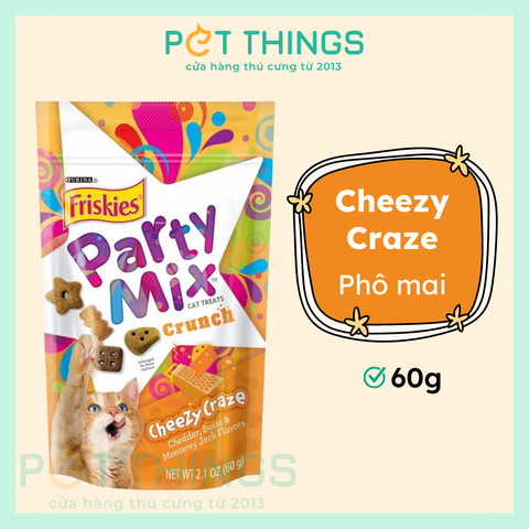 Bánh Thưởng Cho Mèo Friskies Party Mix Cheezy Craze 60g, Thái Lan