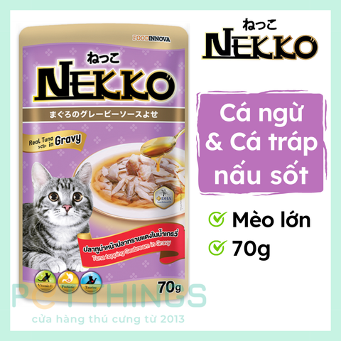 Pate mèo Nekko Tuna topping Sea Bream in gravy 70g