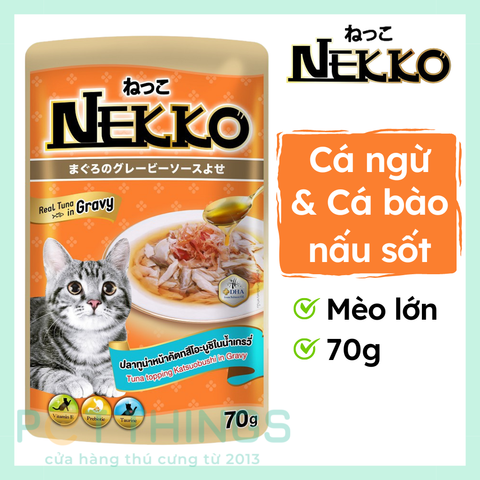 Pate mèo Nekko Tuna topping Katsuobushi in gravy 70g