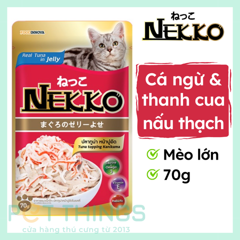 Pate mèo Nekko Tuna topping Kanikama in Jelly 70g