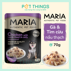 Thức ăn ướt / Pate chó Maria Dog 8D Chicken with Lamb Heart in Jelly 70g