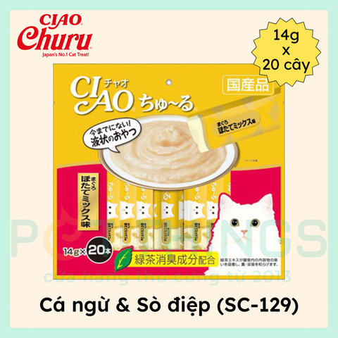 Súp Thưởng Cho Mèo Ciao Churu SC-129 Tuna Scallop Mix 14gx20